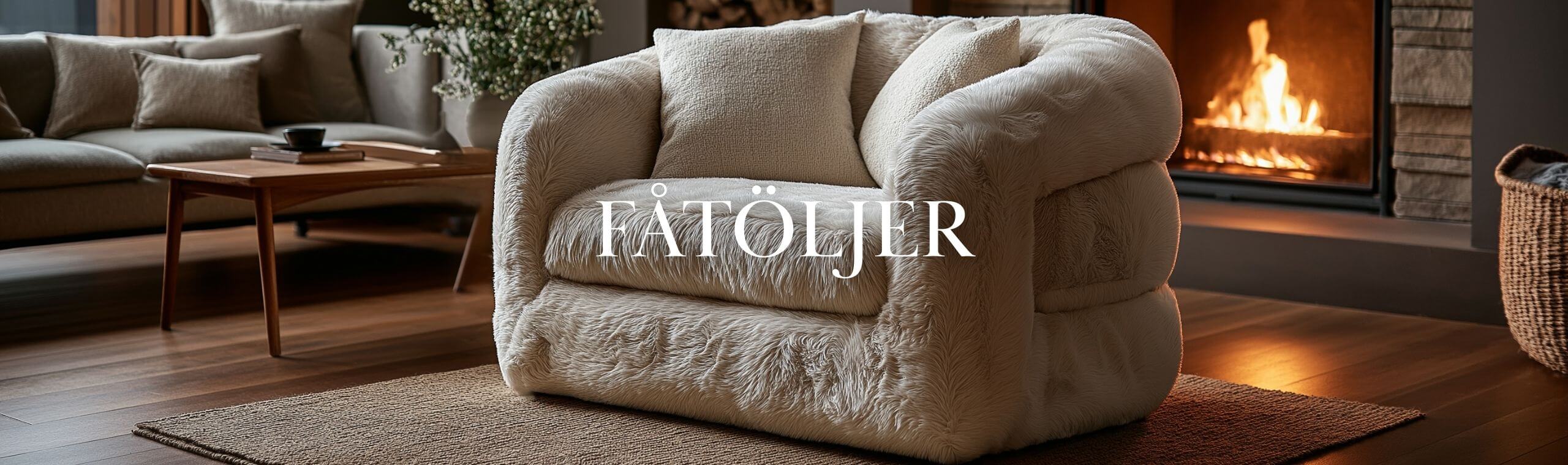 Trendig fluffig fåtölj 
