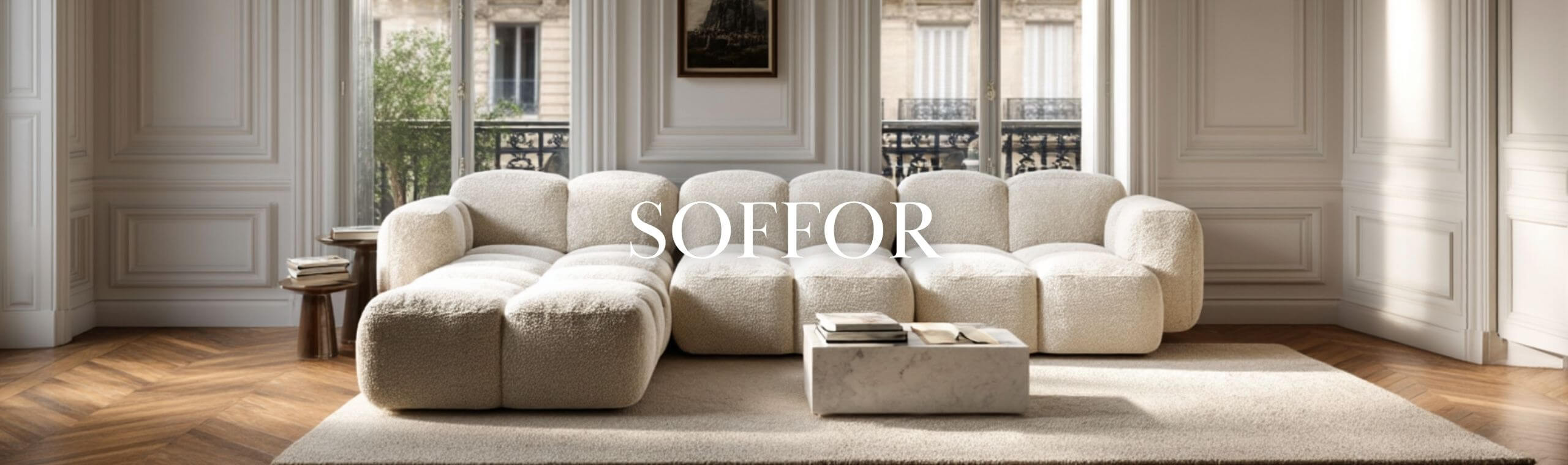 Beige modulsoffa Paris. En exklusiv soffa som går att skräddarsy efter dina behov