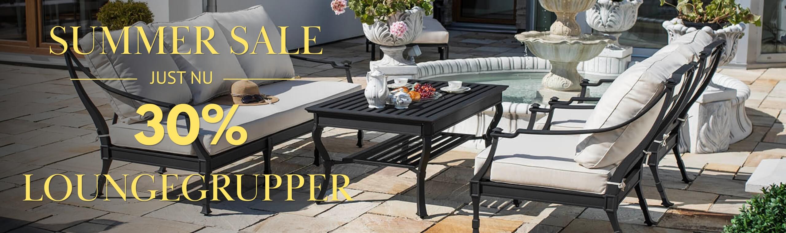 5-sits klassiskt loungeset i svart aluminium 