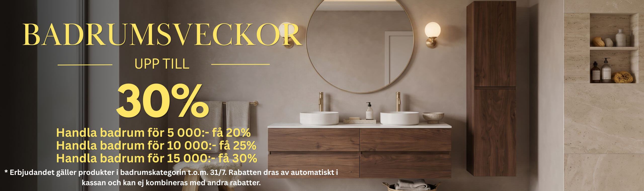 Modern vägghängd badrumskommod i valnöt