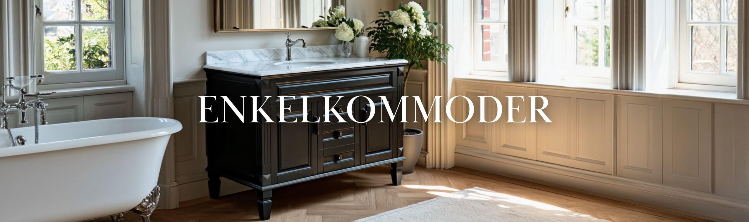 Klassiska enkelkommoder för badrum i olika storlekar