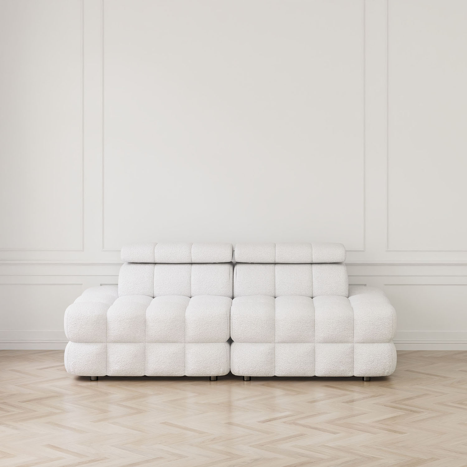 Soffa 2-sits 216cm Vit Boucle Utan Armstöd - Paris | Vesani