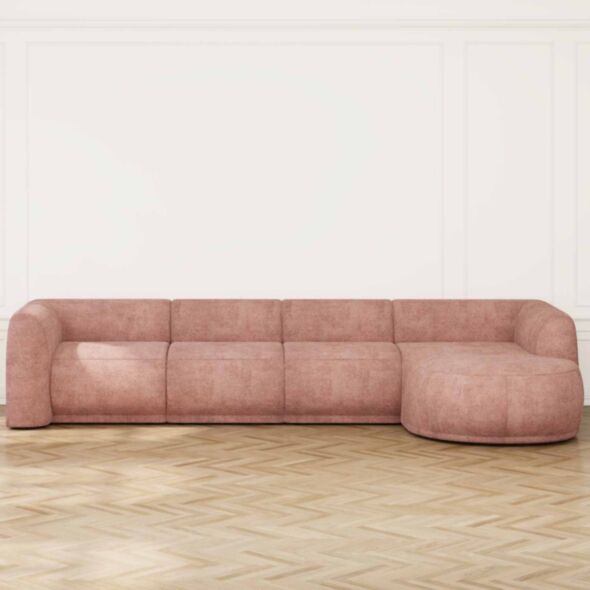 Divansoffa 371cm Höger Rosa - Bel Air