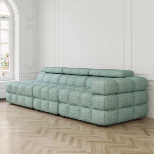 Soffa 3-sits 288cm Mintgrön Boucle Armstöd Höger - Paris