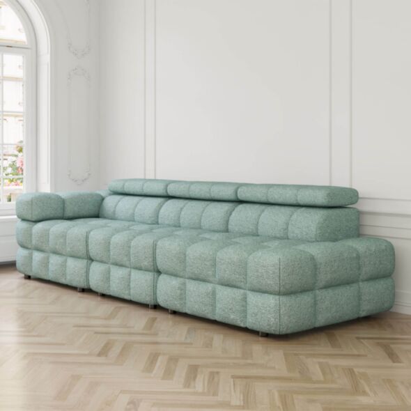 Soffa 3-sits 288cm Mintgrön Boucle Armstöd Vänster - Paris