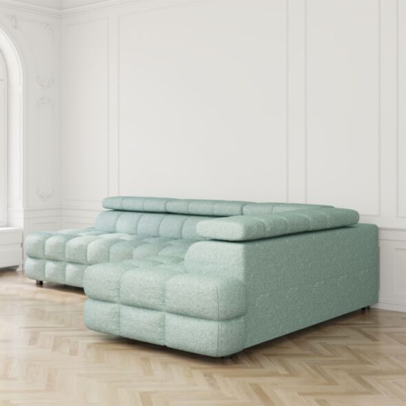 Divansoffa 283cm Höger Mintgrön Boucle - Paris