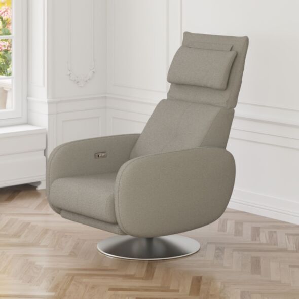 Fåtölj Elektrisk Recliner Sladdlös Taupe & Krom - Oslo