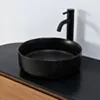 Badrumskommod Ek 100cm Svart Fristående Handfat - Sandhamn