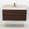 Badrumskommod Valnöt 100cm Beige Marmor - Marstrand