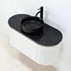 Badrumskommod Vit 100cm Svart Fristående Handfat - Sandhamn