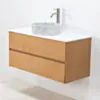 Badrumskommod Ek 100cm Vit Ovanpåliggande Handfat Marmor - Marstrand