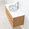 Badrumskommod Ek 100cm Vit Ovanpåliggande Handfat Marmor - Marstrand