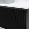Badrumskommod Svart 100cm Vit Ovanpåliggande Handfat Marmor - Båstad