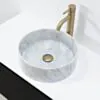 Badrumskommod Svart 100cm Vit Ovanpåliggande Handfat Marmor - Båstad