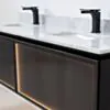 Dubbelkommod Svart Valnöt 150cm Vit Marmor - Dallas