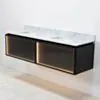Dubbelkommod Svart Valnöt 150cm Vit Marmor - Dallas