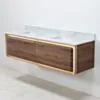 Dubbelkommod Valnöt 150cm Vit Marmor - Oregon