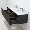 Dubbelkommod Svart 150cm Vit Marmor - Båstad