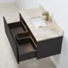 Badrumskommod Svart 100cm Beige Marmor - Båstad