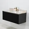 Badrumskommod Svart 100cm Beige Marmor - Båstad