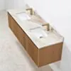 Dubbelkommod Ek 150cm Beige Marmor - Båstad