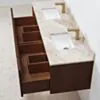 Dubbelkommod Valnöt 150cm Beige Marmor - Båstad