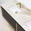 Dubbelkommod Svart Valnöt 150cm Beige Marmor - Dallas