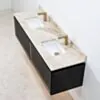 Dubbelkommod Svart Valnöt 150cm Beige Marmor - Dallas