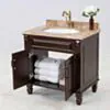 Kommod Badrum 80cm Nashville Mörkbrun - Beige Marmor