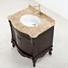 Kommod Badrum 80cm Ottawa Mörkbrun - Beige Marmor