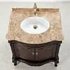 Kommod Badrum 80cm Ottawa Mörkbrun - Beige Marmor
