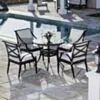 Caféset 4 Stolar Svart Aluminium - Amalfi Ø90cm