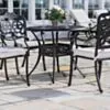 Caféset 4 Stolar Svart Aluminium - Toscana Ø90cm