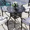 Caféset 4 Stolar Svart Aluminium - Toscana Ø90cm