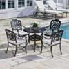 Caféset 4 Stolar Svart Aluminium - Toscana Ø90cm