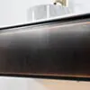 Badrumskommod Svart Valnöt 100cm Vit Ovanpåliggande Handfat Marmor - Dallas