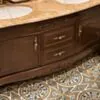 Dubbelhandfat Kommod 160cm Ottawa Mörkbrun - Beige Marmor