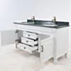 Dubbelhandfat Kommod 160cm Nashville Vit - Grön Marmor