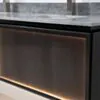 Dubbelkommod Svart Valnöt 150cm Grå Marmor - Dallas
