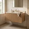 Badrumskommod Ek 100cm Beige Marmor - Båstad