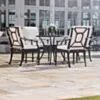 Caféset 4 Stolar Svart Aluminium - Portofino Ø90cm