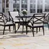Caféset 4 Stolar Svart Aluminium - Amalfi Ø90cm