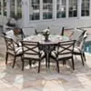 Rund Matgrupp Utomhus 8 Stolar Svart Aluminium - Amalfi Ø150cm