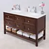 Dubbel Kommod Badrum 140cm Utah Mörk Ek - Vit Marmor