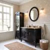 Kommod Badrum 120cm Ottawa Svart - Beige Marmor