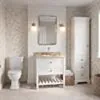 Kommod Badrum 80cm Utah Vit - Beige Marmor