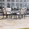 Caféset 4 Stolar Svart Aluminium - Portofino Ø90cm