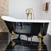 Badkar 170cm Svart & Vit Tassar Guld - The Classic