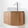 Badrumskommod Ek 100cm Vit Marmor Fristående Handfat - Sandhamn