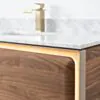 Badrumskommod Valnöt 100cm Vit Marmor - Oregon